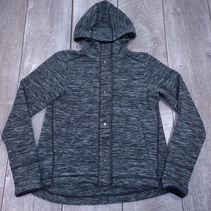 Mountain Hardwear Fleece Hoodie Women Small Gray Space Dye Snap Front Sweater